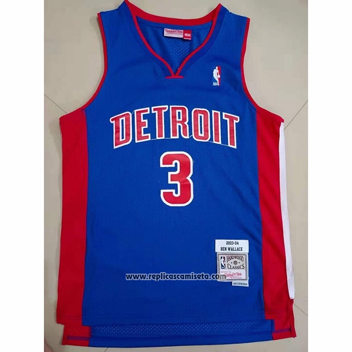 Camiseta Detroit Pistons Ben Wallace #3 Mitchell & Ness 2003-04 Azul